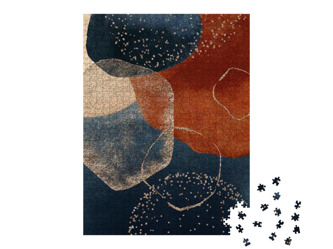 Border. Terracotta, Navy Blue, Orange, Blush, Pink, Ivory... Jigsaw Puzzle with 1000 pieces