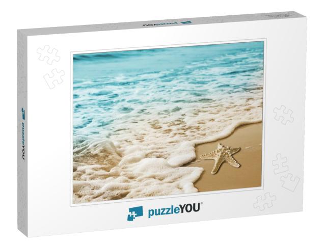 Starfish & Soft Wave on the Sandy Beach Summer Tropical C... Jigsaw Puzzle