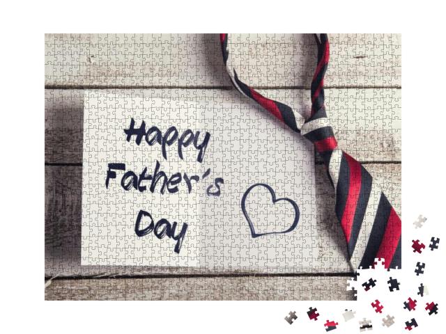 Happy Fathers Day Sign on Paper & Colorful Tie L... Jigsaw Puzzle with 1000 pieces