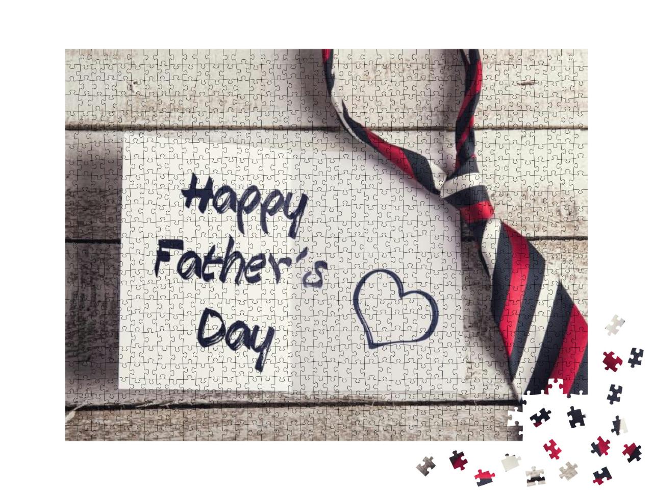 Happy Fathers Day Sign on Paper & Colorful Tie L... Jigsaw Puzzle with 1000 pieces