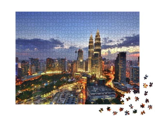 Beautiful Scenery of Kuala Lumpur City Centre with Sunset... Jigsaw Puzzle with 1000 pieces