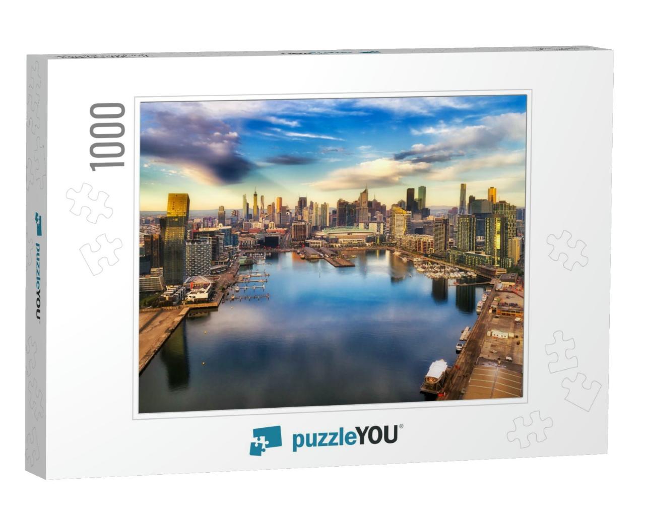Yarra River Surrounded by Melbourne Suburb Docklands in E... Jigsaw Puzzle with 1000 pieces