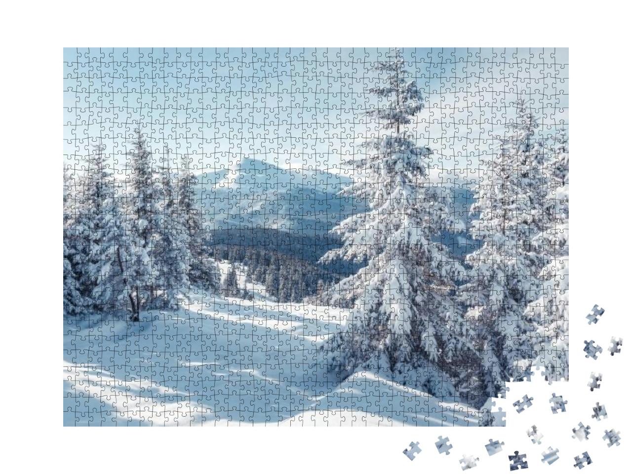 Splendid Alpine Scenery in Winter. Fantastic Frosty Morni... Jigsaw Puzzle with 1000 pieces