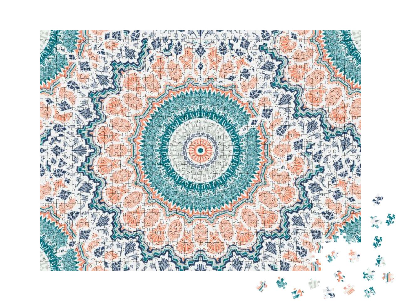 Hand Drawn Mandala Seamless Pattern. Arabic, Indian, Turk... Jigsaw Puzzle with 1000 pieces