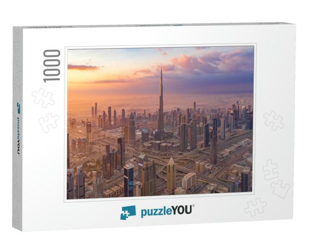 Aerial View of Burj Khalifa in Dubai Downtown Skyline & H... Jigsaw Puzzle with 1000 pieces