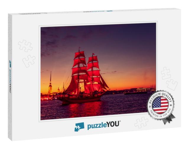 Ship with Scarlet Sails in the River Neva. Wonderful Sunr... Jigsaw Puzzle