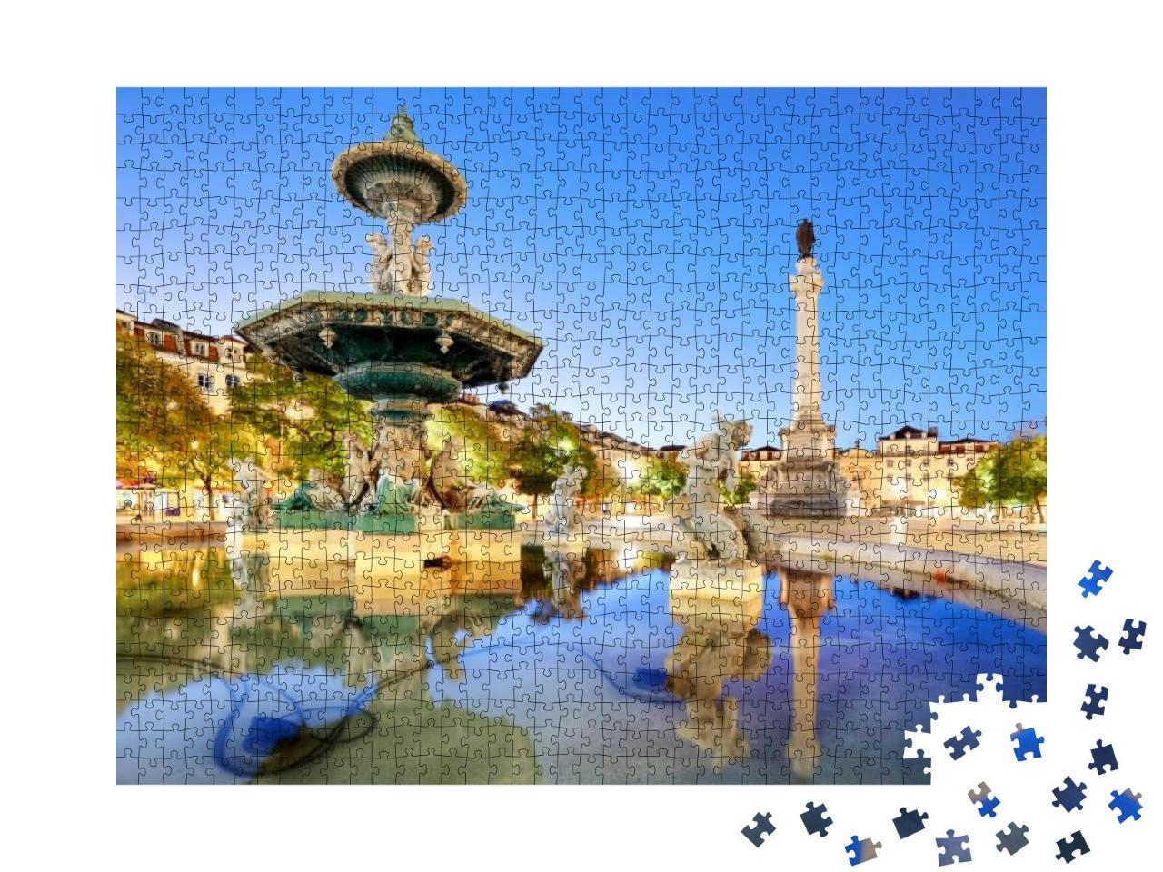 Rossio Square in Lisbon Portugal... Jigsaw Puzzle with 1000 pieces