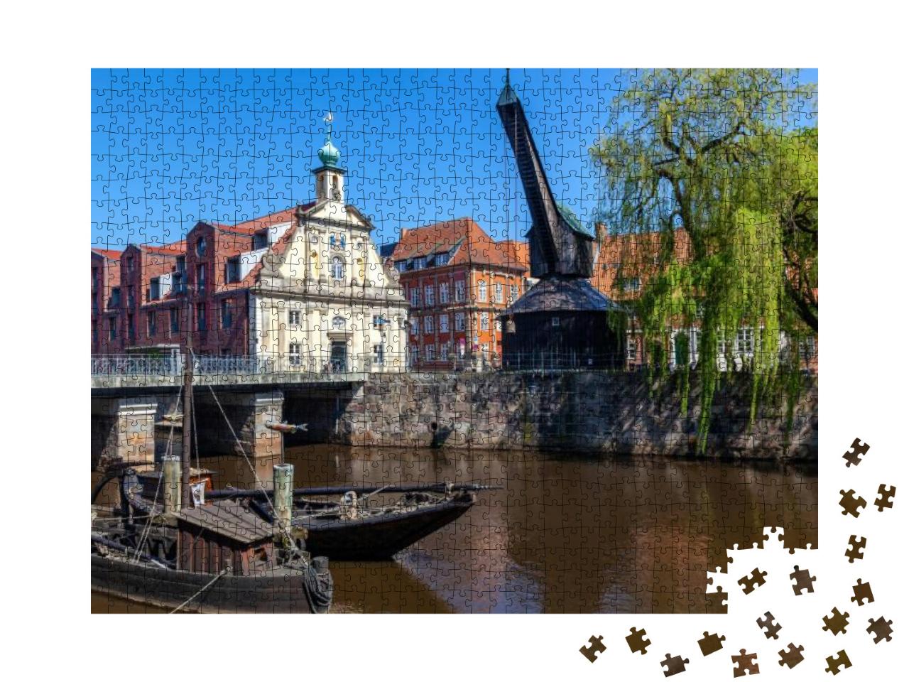 Old Crane At the Stintmarkt, Lueneburg, Niedersachen, Ger... Jigsaw Puzzle with 1000 pieces