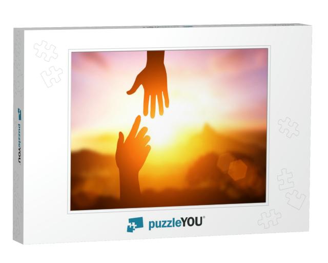 Silhouette of Helping Hand Concept & International Day of... Jigsaw Puzzle