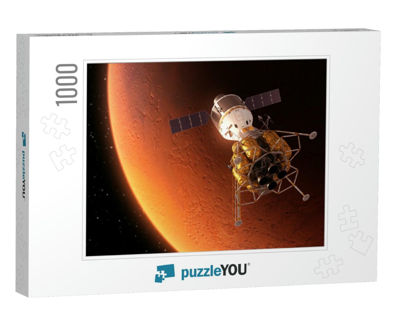 Interplanetary Space Station Orbiting Red Planet. 3D Scen... Jigsaw Puzzle with 1000 pieces