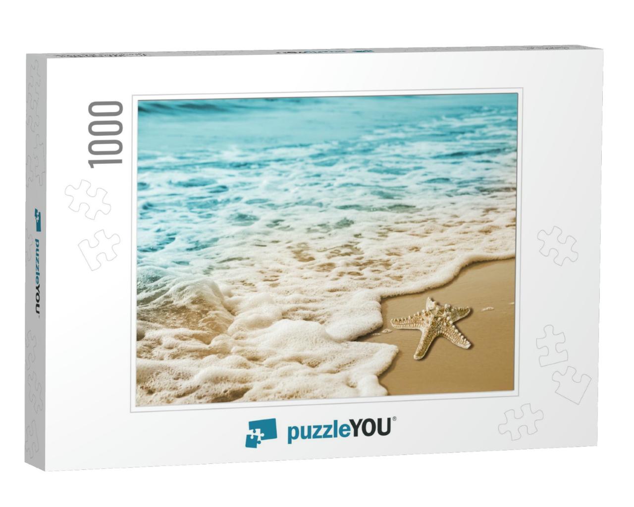 Starfish & Soft Wave on the Sandy Beach Summer Tropical C... Jigsaw Puzzle with 1000 pieces