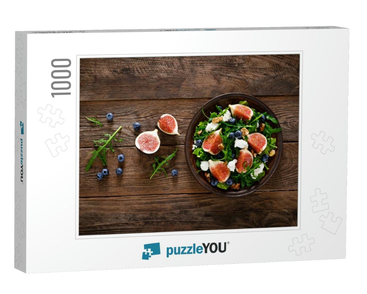 Fig Salad with Goat Cheese, Blueberry, Walnuts & Arugula... Jigsaw Puzzle with 1000 pieces