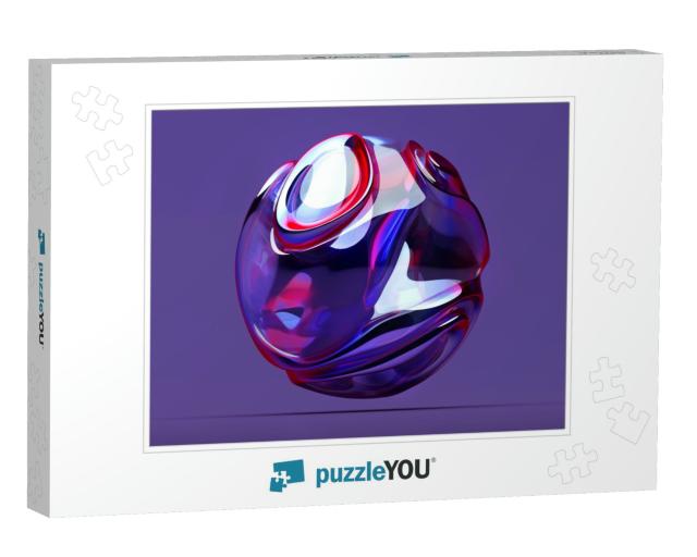 3D Render of Abstract Art 3D Ball in Organic Curve Round... Jigsaw Puzzle