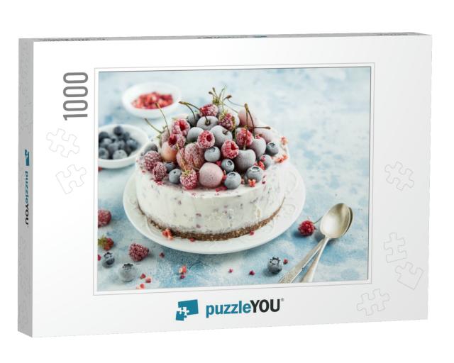 Delicious Ice Cream Cake with Frozen Berries, Selective F... Jigsaw Puzzle with 1000 pieces