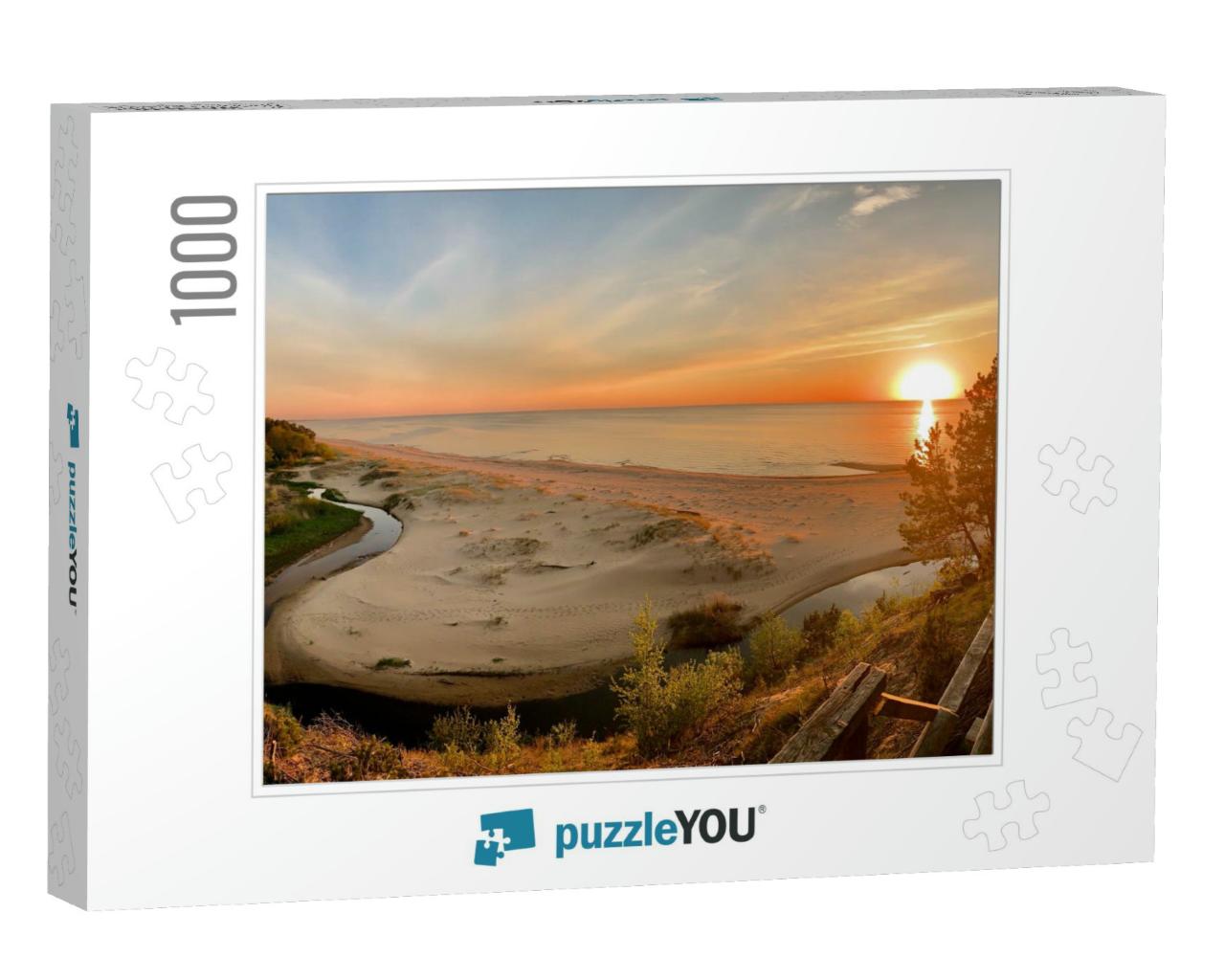 Beautiful Panoramic View of Sea Beach At Sunset. Saulkras... Jigsaw Puzzle with 1000 pieces