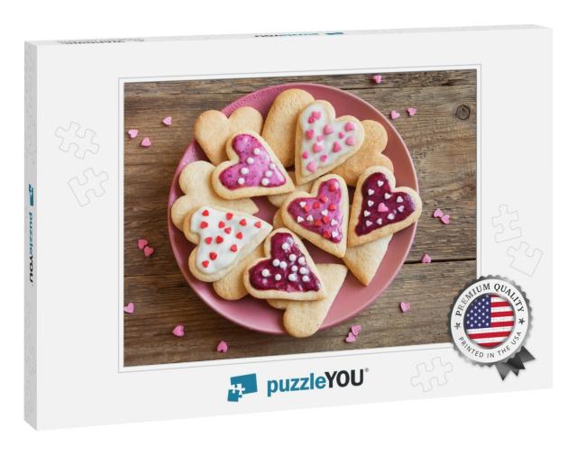 Glazed Heart Shaped Cookies for Valentines Day - Deliciou... Jigsaw Puzzle
