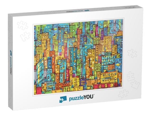 Cityscape Hand Drawn Vector Illustration... Jigsaw Puzzle