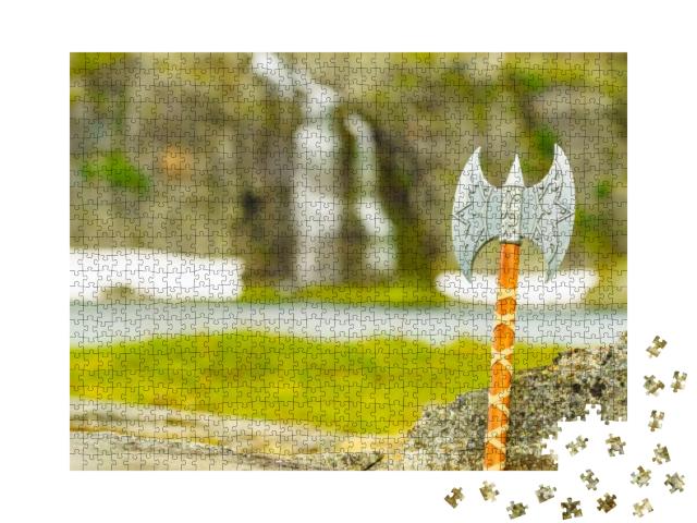 Equipment of Viking or Barbarian Warrior Outdoor on Natur... Jigsaw Puzzle with 1000 pieces