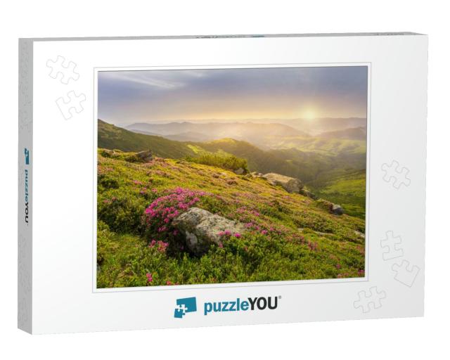Spring Landscape in Mountains with Flower of a Rhododendr... Jigsaw Puzzle