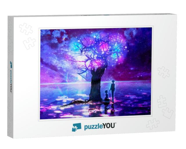 Digital Watercolor Illustration of a Magic Tree Made of S... Jigsaw Puzzle