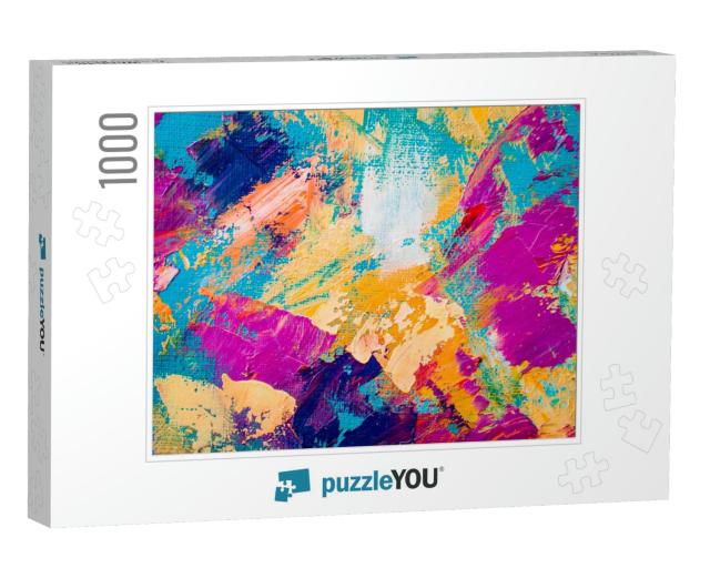 Hand Drawn Oil Painting. Abstract Art Background. Oil Pai... Jigsaw Puzzle with 1000 pieces