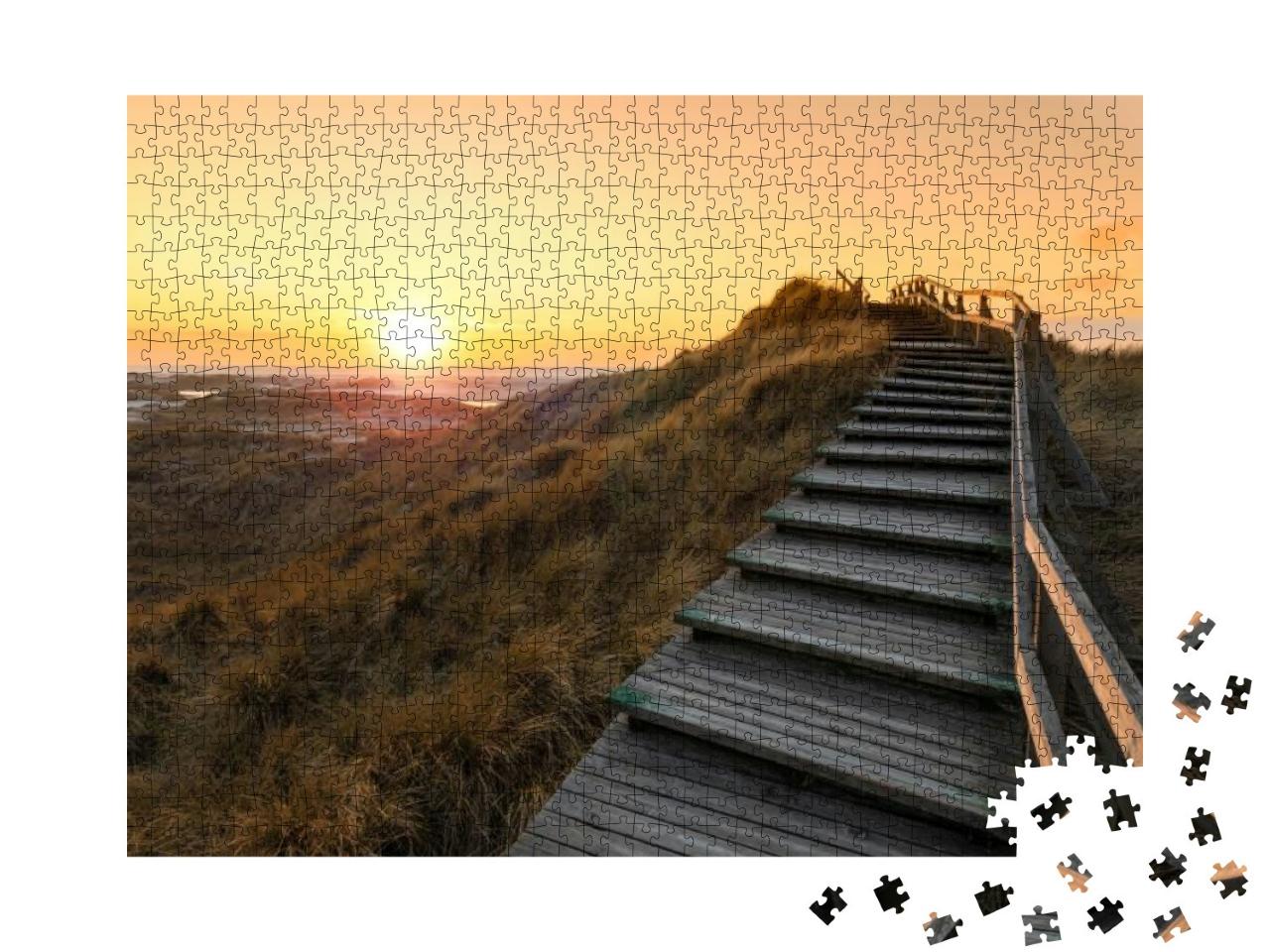 Wooden Stairs Crossing the Dunes to the Beach of Norddorf... Jigsaw Puzzle with 1000 pieces