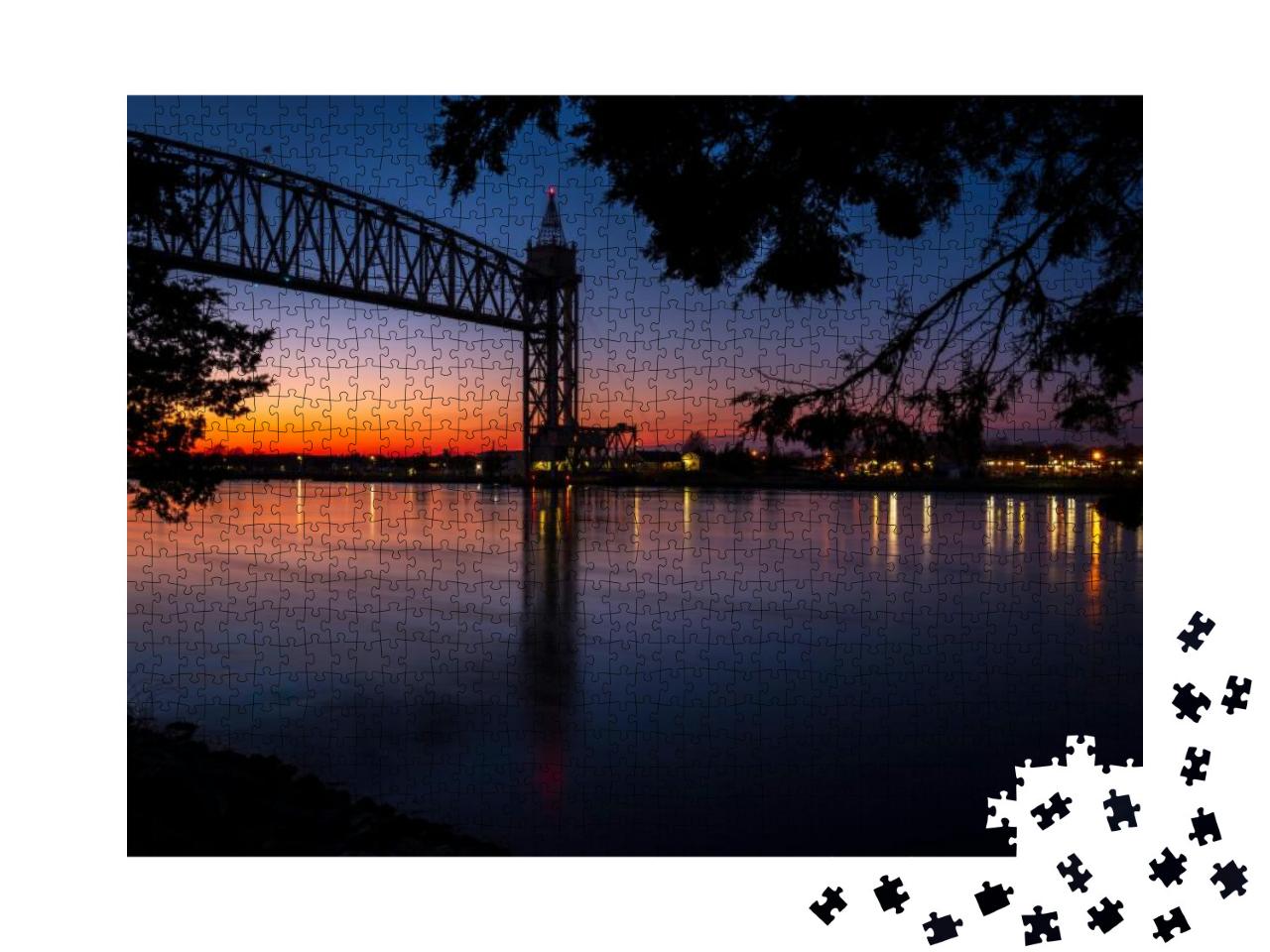 Cape Cod Canal Railroad Bridge At Night... Jigsaw Puzzle with 1000 pieces