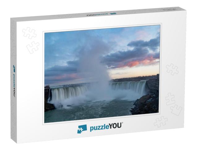 A Long Exposure Photograph of Niagara Falls, Ontario with... Jigsaw Puzzle