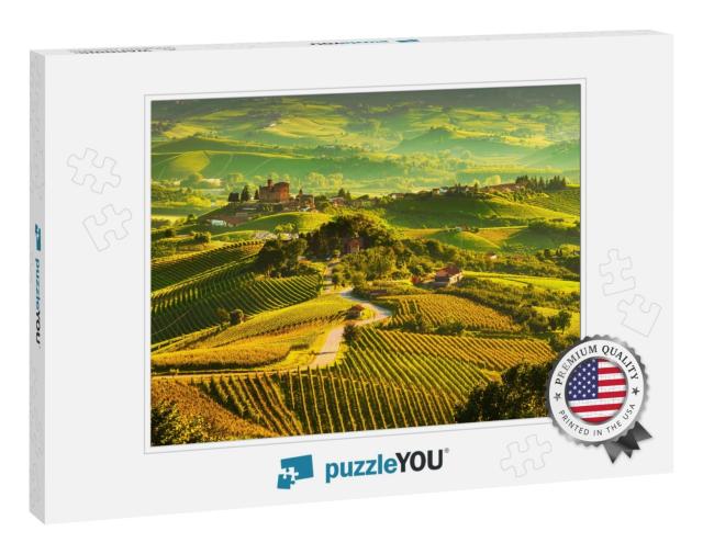 Langhe Vineyards Sunset Panorama, Grinzane Cavour, UNESCO... Jigsaw Puzzle