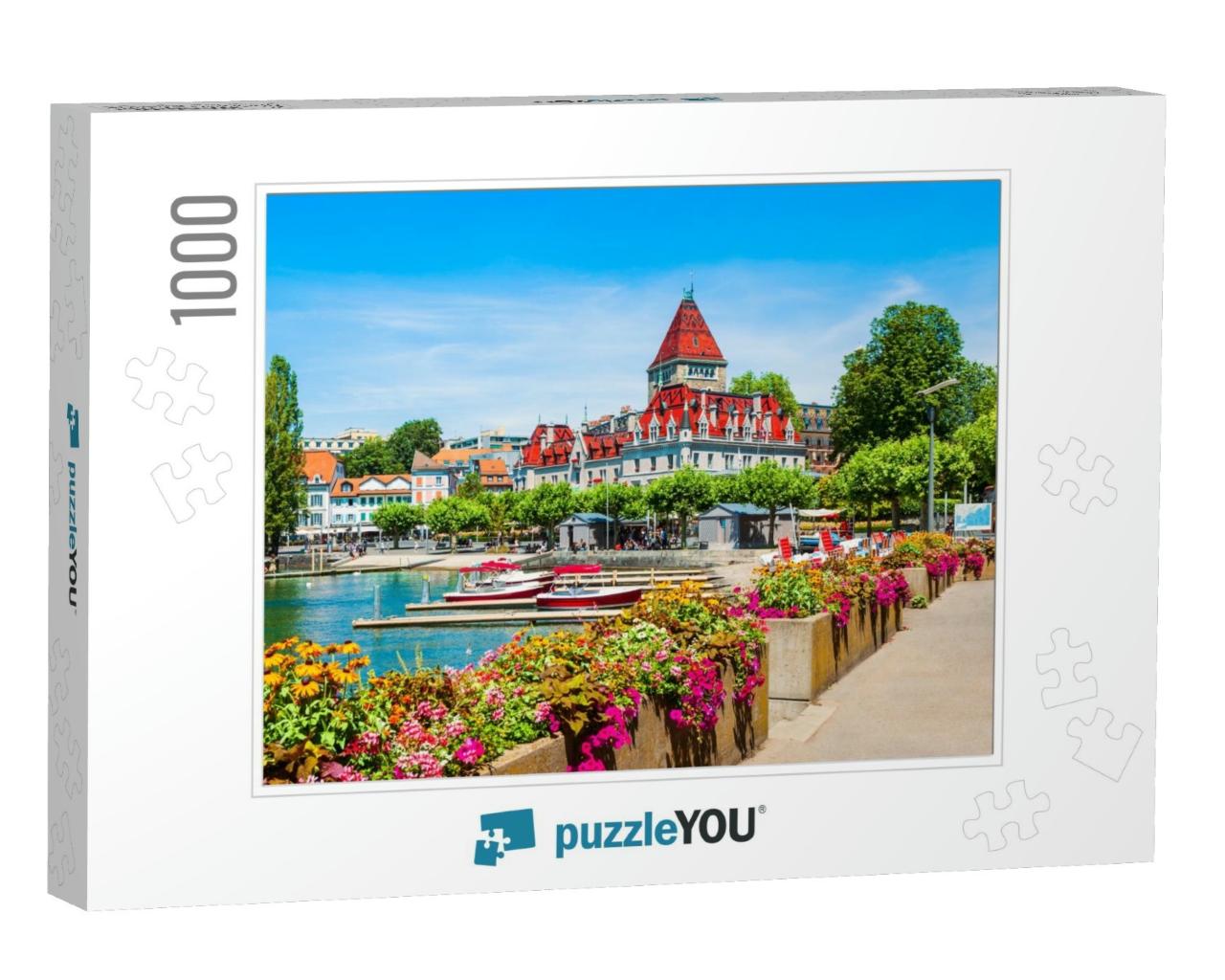 Geneva Lake Promenade Near the Chateau Ouchy Castle, an O... Jigsaw Puzzle with 1000 pieces