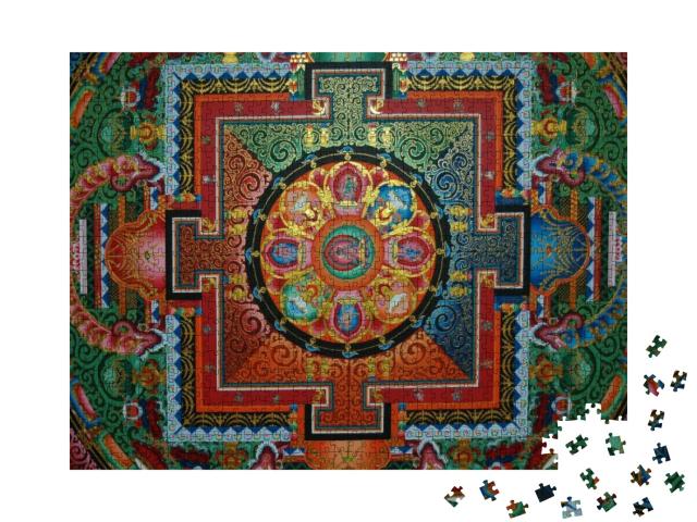 Square Mandala on the Ceiling of a Tibetan Monastery... Jigsaw Puzzle with 1000 pieces