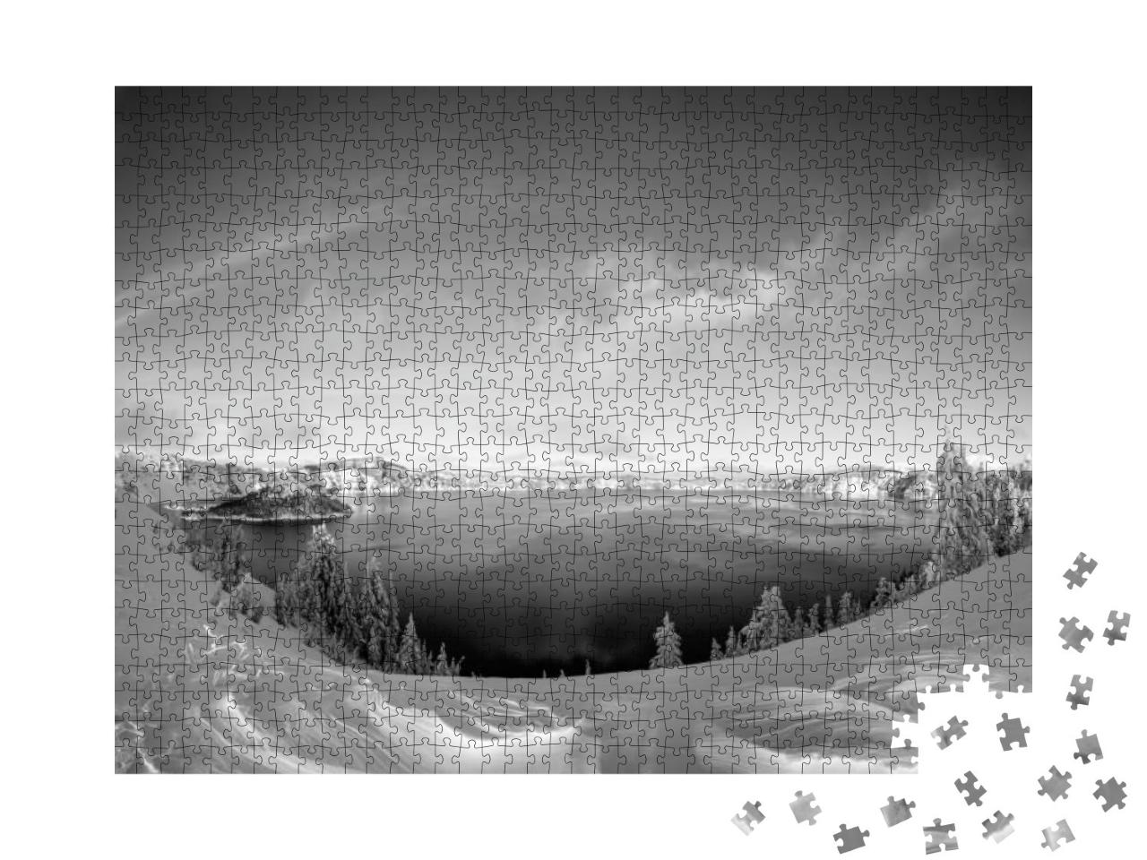 Crater Lake Oregon Mountain Forest Snow Winter Icy Lake P... Jigsaw Puzzle with 1000 pieces