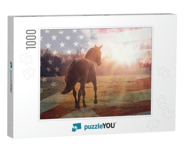 Portrait of an American Quarter Horse in Summer Sunlight... Jigsaw Puzzle with 1000 pieces