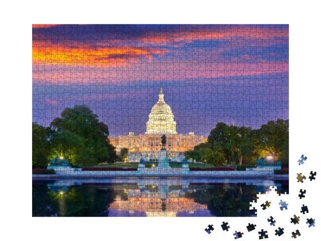 Capitol Building Sunset Congress of USA Washington Dc Us... Jigsaw Puzzle with 1000 pieces