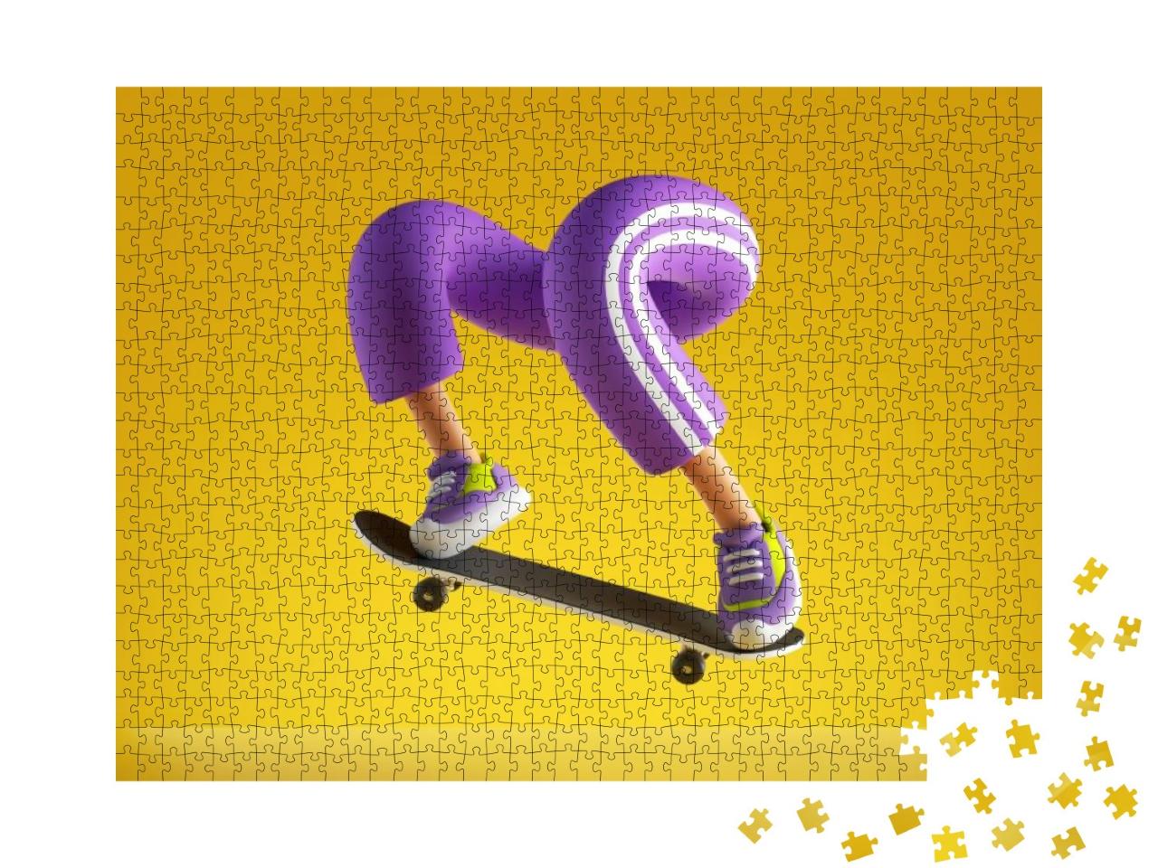 3D Rendering, Funny Cartoon Character Legs & Skateboard I... Jigsaw Puzzle with 1000 pieces
