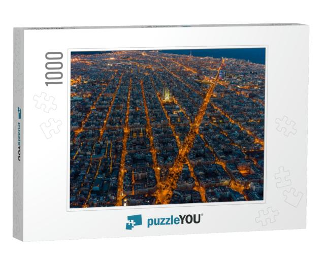 Aerial Blue Hour View of Barcelona Example Residential Di... Jigsaw Puzzle with 1000 pieces