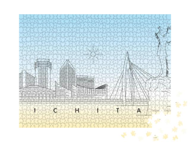 Wichita, Kansas Skyline Vector Illustration & Typography... Jigsaw Puzzle with 1000 pieces