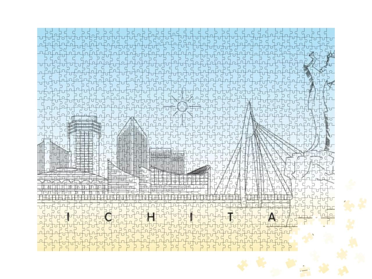 Wichita, Kansas Skyline Vector Illustration & Typography... Jigsaw Puzzle with 1000 pieces