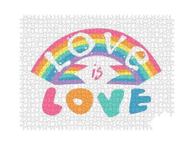 Flat Illustration Rainbow & Text. Cartoon Pride... Jigsaw Puzzle with 1000 pieces