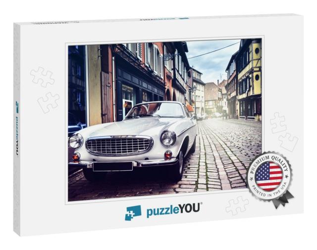 Retro Car Parked in Old European City Street... Jigsaw Puzzle
