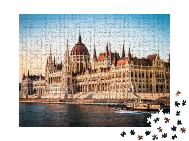 View on National Hungarian Parliament & Danube in Budapes... Jigsaw Puzzle with 1000 pieces