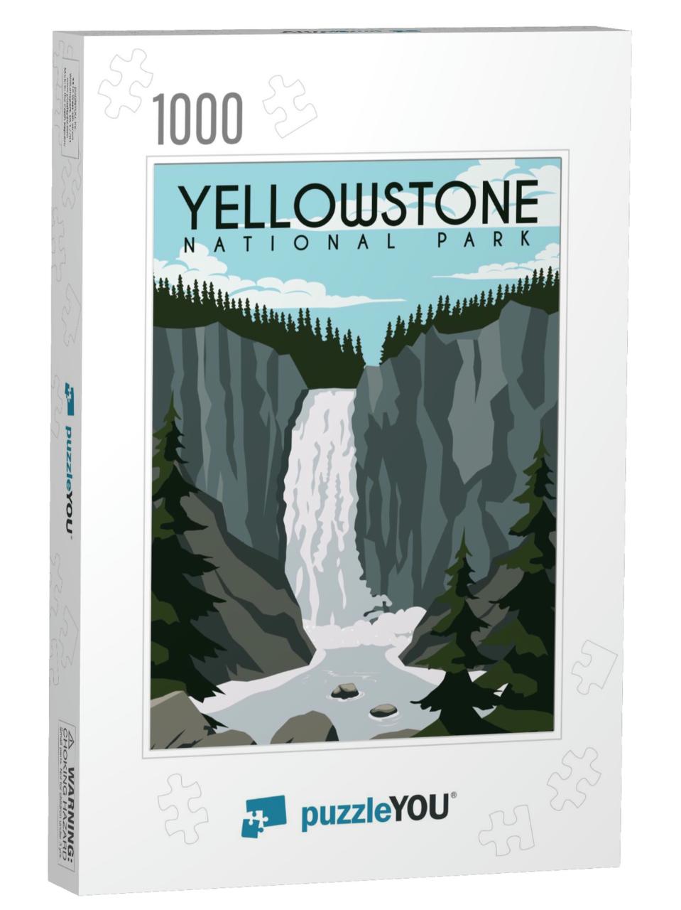 Yellowstone Vector Illustration Background. Travel to Yel... Jigsaw Puzzle with 1000 pieces