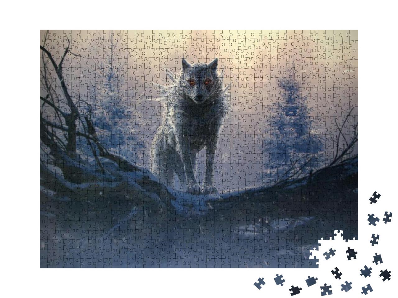 Illustration of Fenrir, the Giant Ice Wolf of the Norse M... Jigsaw Puzzle with 1000 pieces