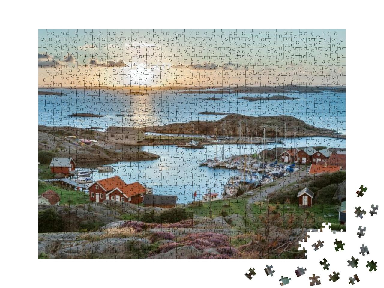 Fishing Harbor of Swedish Skerry Island of Ramsoe, Wester... Jigsaw Puzzle with 1000 pieces