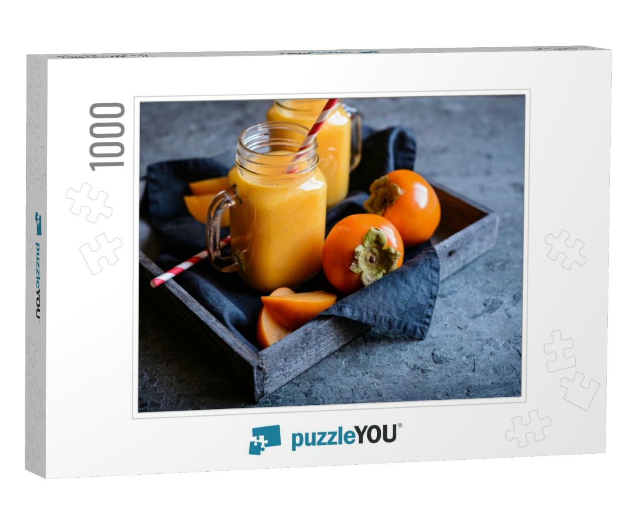 Healthy Persimmon Smoothie in Glass Jars... Jigsaw Puzzle with 1000 pieces