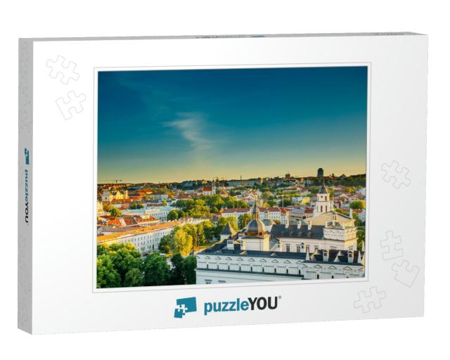 Sunset Sunrise Cityscape of Vilnius, Lithuania in Summer... Jigsaw Puzzle