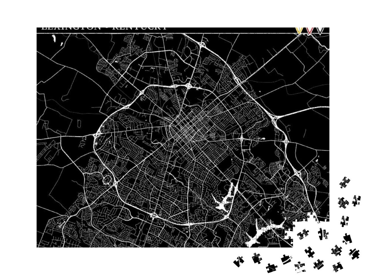 Simple Map of Lexington, Kentucky, Usa. Black & White Ver... Jigsaw Puzzle with 1000 pieces