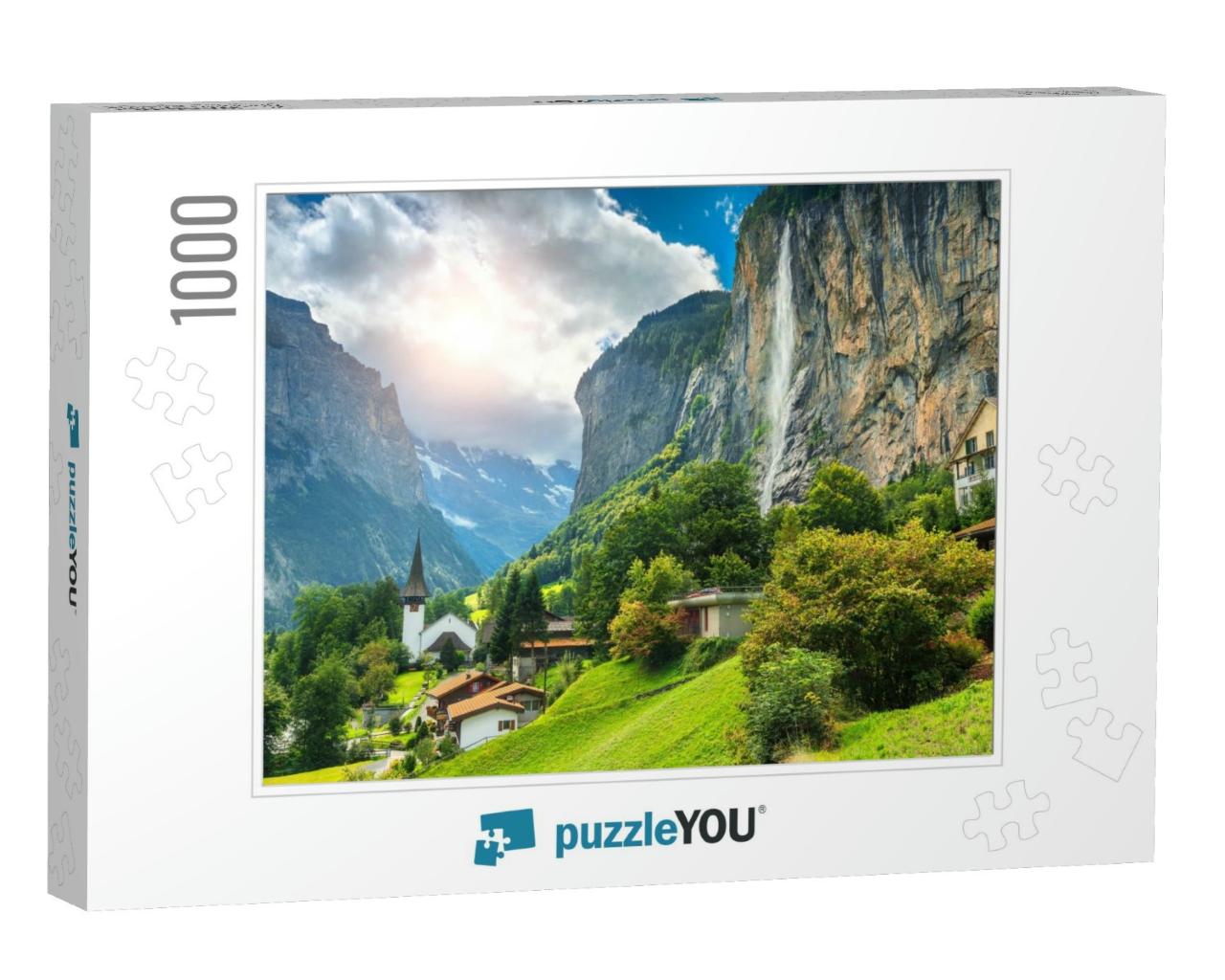 Amazing Touristic Alpine Village with Famous Church & Sta... Jigsaw Puzzle with 1000 pieces