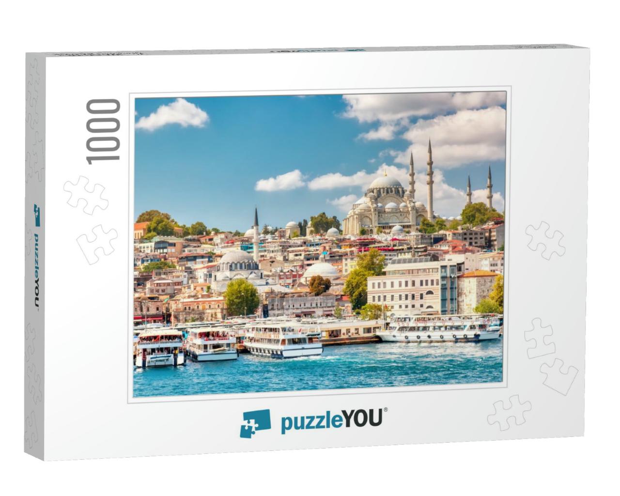 Touristic Sightseeing Ships in Golden Horn Bay of Istanbu... Jigsaw Puzzle with 1000 pieces