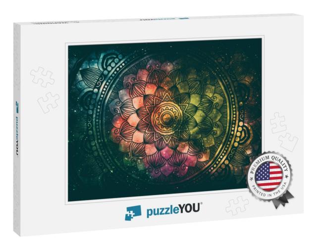 Abstract Ancient Geometric with Star Field & Colorful Gal... Jigsaw Puzzle